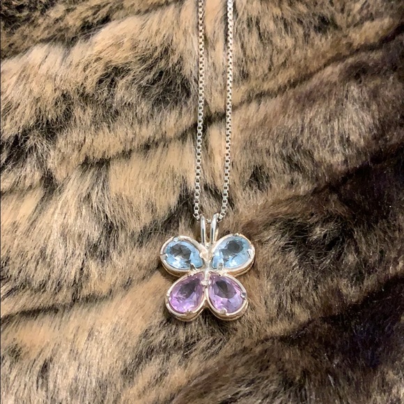 Butterfly amethyst & aquamarine sterling #A50 - Picture 3 of 4